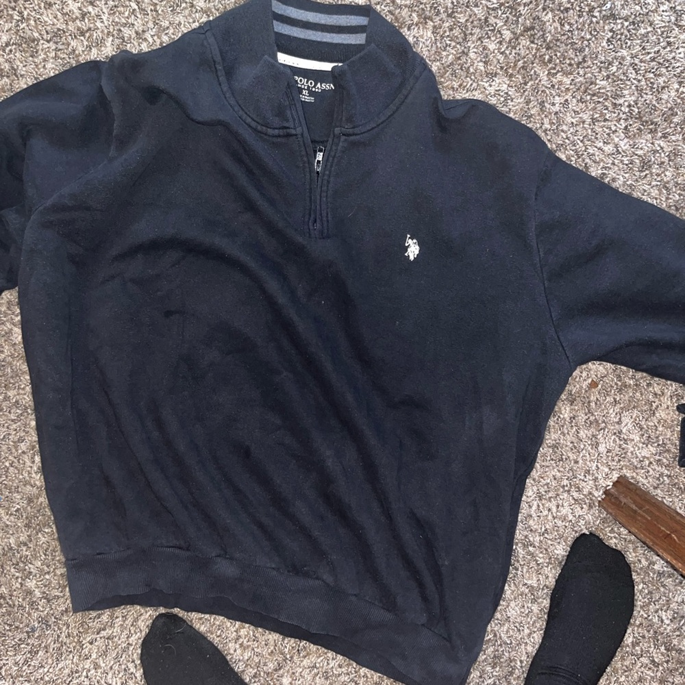 Black pull over half zip sweater with collar